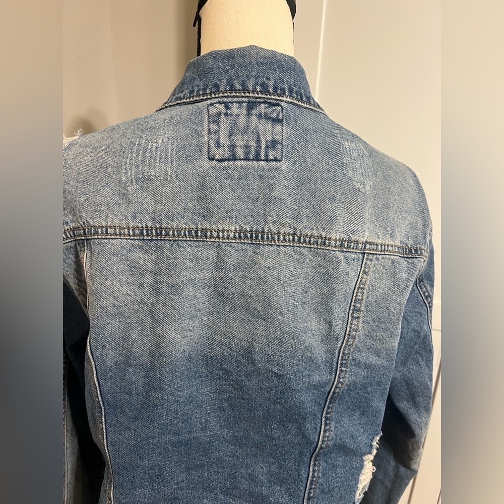 Wax Jean Distressed Blue Denim Jacket - Picture 8 of 14